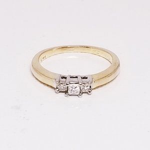 14k 3 princess cut diamond engagement promise ring